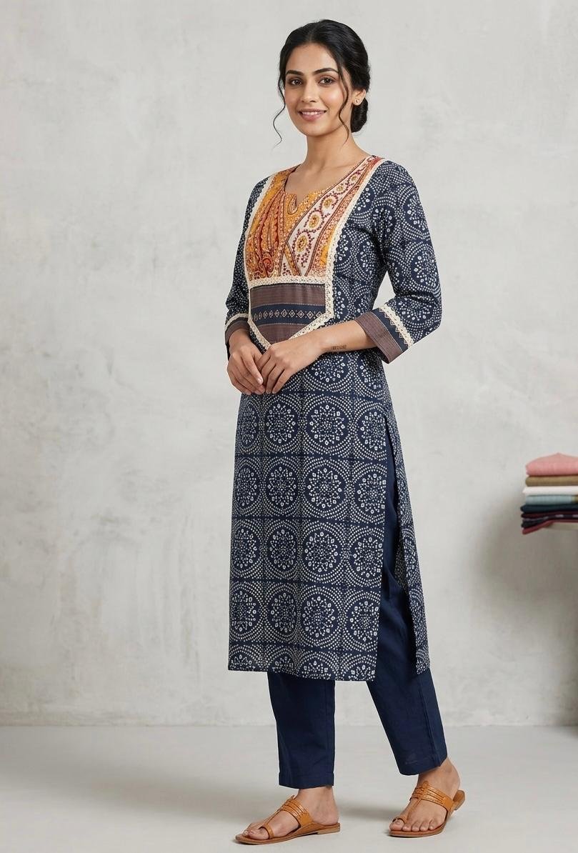 Printed less border kurti - Image 2
