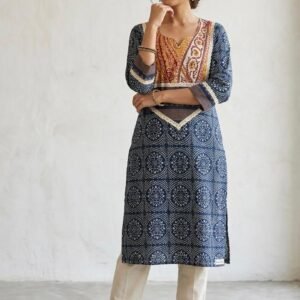 Printed less border kurti